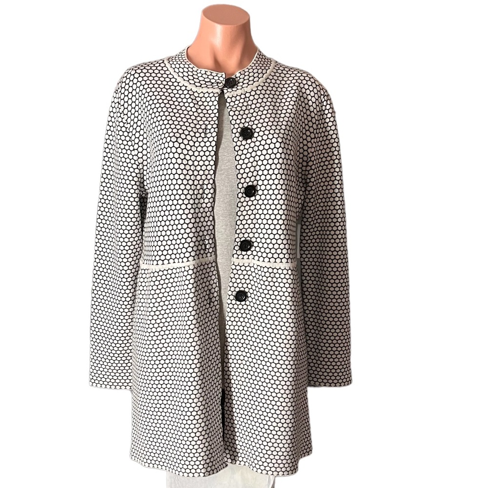 NWT Yuka Paris Black & Honey Comb Sweater Cardigan Size T3/ L 10 NWT